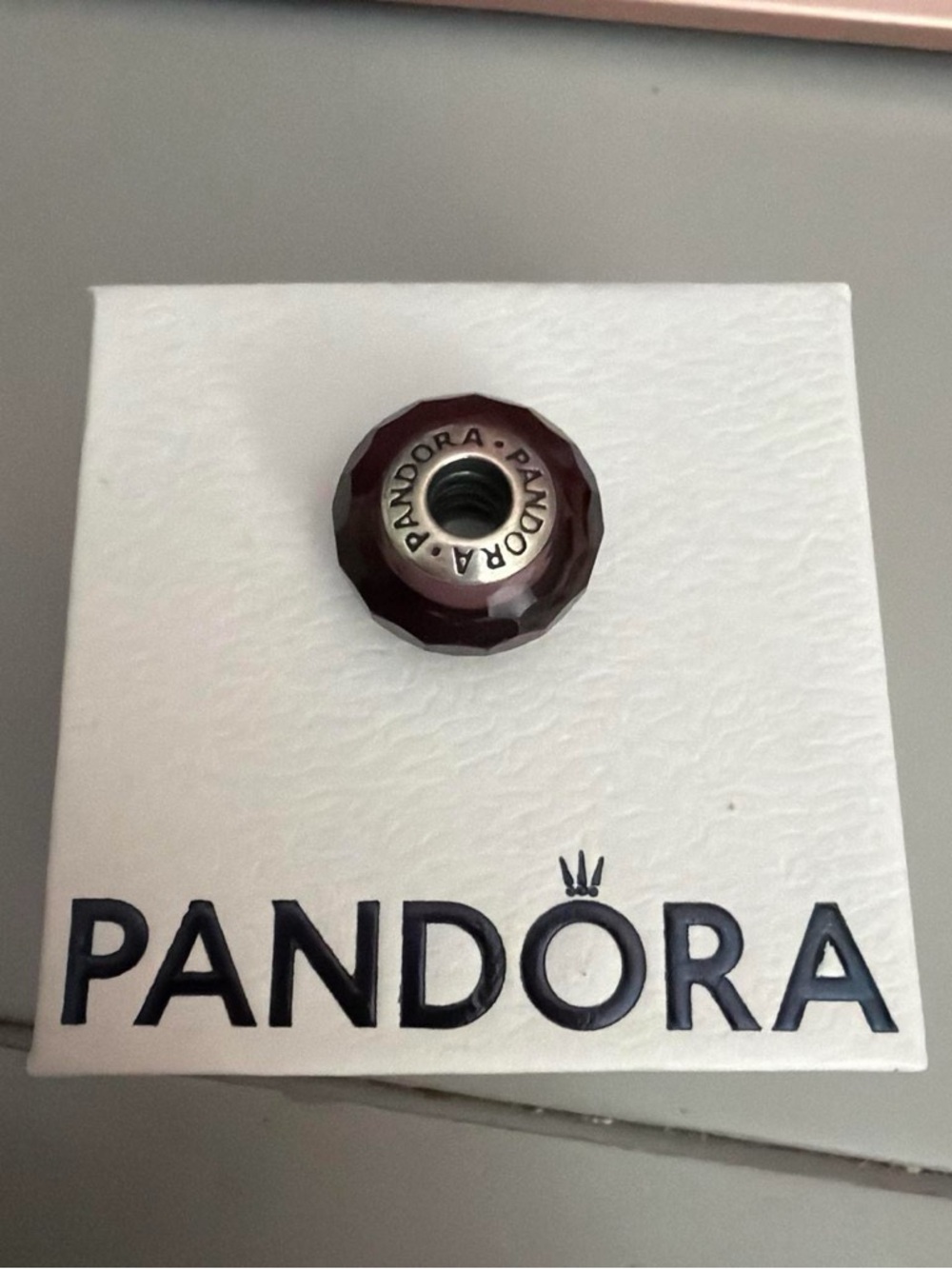 Pandora Faceted Murano Glass Charm - purple amethyst